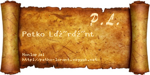 Petko Lóránt névjegykártya